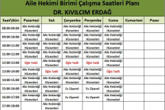 Doktor Kıvılcım Erdağ Çalışma Saatleri
